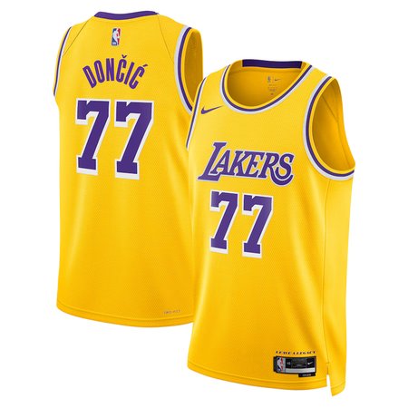 Unisex Los Angeles Lakers #77 Luka Doncic Gold Fast Break Replica Player Icon Edition Jersey